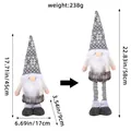 Gnome de Noël rétractable en peluche, chapeau gris à flocons, avec dimensions précises - Y2-38 Gnome Télescopique Gris Style Masculin