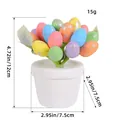 Decoratieve paasei-potplant met kleurrijke gespikkelde eieren in een witte pot - Zilveren Gespikkelde Stijl (P3-34)
