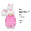 Handmade standing Easter bunny gnome plush with white hat and soft pink faux fur beard - D2-1 Standing Doll White Hat Pink Bunny / 43x20x9cm