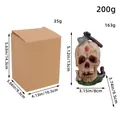 Resin Halloween skull ornament with axe and cardboard box dimensions - Axe Style
