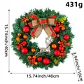 16-inch Christmas wreath with red berries, ornaments, silver reindeer, and plaid bow. - Deer Bowknot Christmas Ball Wreath
