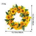Couronne de tournesols artificiels vibrante de 40 cm pour décoration de porte murale - Couronne de Tournesols (K2-35) / Diamètre Env. 40cm