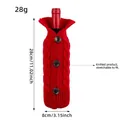 Red knitted Christmas wine bottle cover decorative sleeve with buttons, 28x8cm dimensions - Red