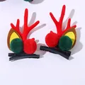 Niedliche Weihnachts-Rentiergeweih-Haarspangen mit roten und grünen Plüschbällen. - Rot Grüner Bommel (T2-7) / Ein Paar / Rot