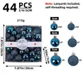 Set mit 44 blauen Weihnachtskugeln in den Größen 3/4/5 cm für die Baumdekoration - 44 Stück/Packung / Dunkelgrün (Q3-29)