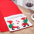 Embroidered Christmas table runner with festive Santa Claus and Merry Christmas text. - Embroidered Christmas Gnome / Single Piece / Red