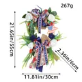 Patriotic American Independence Day flower wreath with roses, flag ribbons and stars - Independence Day Wreath (J2-30)