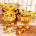 Decorative golden Chinese Yuan Bao ingots set in various sizes for Lunar New Year - Gold Yuanbao No.5 (Length 9cm)