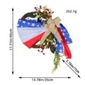 Patriotic Independence Day wreath with American flag fabric and burlap bow decor - J2-31 Independence Day Wreath