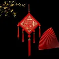 Traditional red Chinese Fu character hanging ornament with tassels for Lunar New Year - BB1-30 Tassel Fu Character Knot (Small) (BB1-30) / 44x105cm