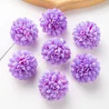 Sept têtes de chrysanthèmes artificiels violets en soie pour le bricolage et accessoires - Violet