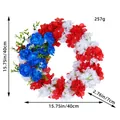 Independence Day floral wreath in red white blue colors with 15.75in diameter size - J2-32 Independence Day Hydrangea Wreath
