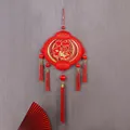 Traditional Chinese New Year red Fu ornament with tassels on a grey background. - BB1-28 Tassel Lantern Style (BB1-28) / 53x110cm