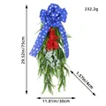 Independence Day floral teardrop swag with American flag star ribbon decoration - Blue Bow Wall Hanging (J2-29) / Red White Blue