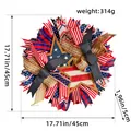 Independence Day wreath door hanging featuring American flag ribbons and wooden stars decoration - W3-12 Double Bow Five-Star Wreath (45*45cm)