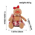 Christmas gingerbread man plush doll decoration with dimensions and weight info label - Sitting Gingerbread Man (Female)