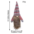 Housse de bouteille de vin gnome de Noël, poupée tricotée sans visage de 44 cm de haut - Rayures Rouges et Grises (O2-37)