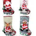 Assorted set of 4 festive Christmas stockings featuring plush Santa and reindeer characters - M1-6/7/8/9 Pack of 4