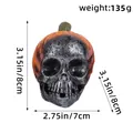 Adorno de Halloween de resina con forma de calavera y sombrero de calabaza, 8x7cm - Estilo Frente Calva (AA2-28) / 1 Pieza