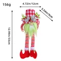 Christmas gnome doll with green beard and long striped legs for home decor - Red And White Plaid Style (D3-13)