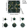 35pcs deep green flocked velvet Christmas ball ornament set with stars and bows - 35-Piece Set / Dark Green