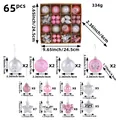 65-teiliges rosa-silbernes Weihnachtsschmuck-Set mit verschiedenen Formen und Größen - Silber und Rosa (R3-55)