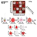 65-teiliges Weihnachtsbaumkugeln-Set in Rot und Weiß mit Größenangaben - Rot und Weiß (R3-56)