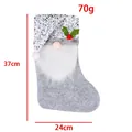 Grey gnome Christmas stocking with sequins and white beard, 37x24cm holiday decor - Grey Beard