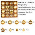 42-piece gold Christmas ball ornament set with stars and snowflake patterns - 42 Pieces/Pack / Gold Style (R2-10)
