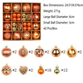 42pcs Christmas ball ornament set in orange and gold with assorted textures and box - 42 Pieces/Pack / Orange Pinecone (R2-11)