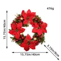 Large red poinsettia Christmas wreath decorated with gold balls, 40cm diameter size - Large Flower Style (BB1-34)
