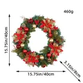 40cm Large Christmas wreath decorated with red poinsettias and gold ornaments - Small Flower Style (BB1-33)