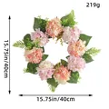 Lifelike artificial pink and peach hydrangea floral wreath 15.75 inch diameter for wall - Dead Branch Hydrangea Wreath (K3-36)