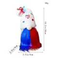 Gnomo di peluche del Giorno dell'Indipendenza con stelle e strisce patriottiche - Gnomo senza Piedi Giorno dell'Indipendenza Cappello Bianco (C3-8)