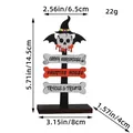 Handcrafted Halloween wooden sign decoration with skeleton head and bone signs 14.5cm - Skull Style / White