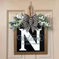 Targa da porta personalizzata in legno con la lettera N e decorazione floreale - 30*30cm / Lettera N