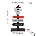 Halloween wooden ghost road sign desktop ornament with spooky beware haunted text - Ghost Style / White