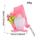 Pink plush tulip gnome doll for Mother's Day home decoration, size 20x15x7cm doll - Pink