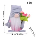 Tulip gnome plush doll with pink bouquet for Valentine's Day gift decor and dimensions - Gray