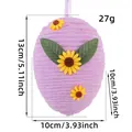 Purple woven Easter egg hanging ornament with yellow sunflowers and green leaves - W2-12 Purple Style / Purple
