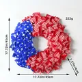 Patriotic July 4th Independence Day wreath with red white blue ribbons for front door - 45cm Size / Red and White Stripe-45CM (J3-19)