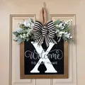 Targa decorativa per porta in legno con lettera X personalizzata e fiocco - 30*30cm / Lettera X