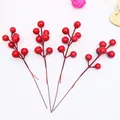 Quattro rami di bacche rosse natalizie artificiali per decorazioni festive di casa - Ramo di Bacche Rosse a 7 Teste / 7 teste