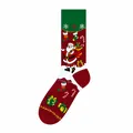 Festive Christmas mid-calf socks featuring a cute Santa Claus cartoon jacquard design - One Size (37-46) / Gift Santa Style (KJ-053-1)