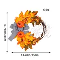 13.7in Autumn harvest maple leaf wreath with pumpkins, berries and hello Fall sign - Vine Letter Maple Leaf Wreath