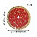 Rote und goldene 90cm Weihnachtsbaumdecke mit festlichem Rentier- und Schneeflockenmuster - 90cm / Goldener Elch Stil (N3-17)