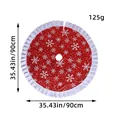 Roter Weihnachtsbaumrock mit weißem Schneeflockendruck und Rüschenrand, 90cm Durchmesser - 90cm / Schneeflocken Stil (N3-19)