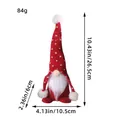 Christmas gnome plush ornament with red knitted hat and white beard dimension details - Red