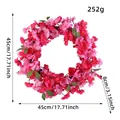 Spring artificial cherry blossom wreath in pink and red tones, 45cm diameter size - Plum Red Style / Diameter 45cm