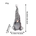 Grey knitted Christmas gnome plush doll with precise height and weight dimensions - Gray